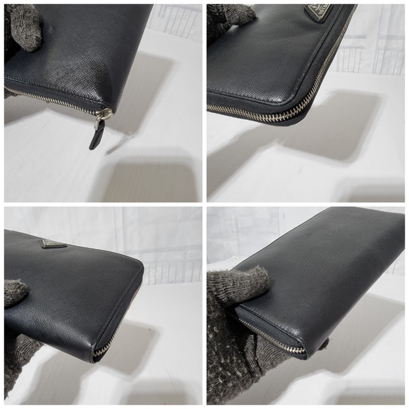 Prada Saffiano Leather Zip Around Wallet Black - Picture 11 of 13